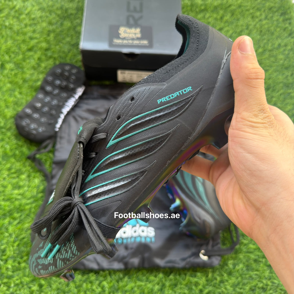 Sizes 39–45 — Adidas Predator Elite Black & Blue FG Studs