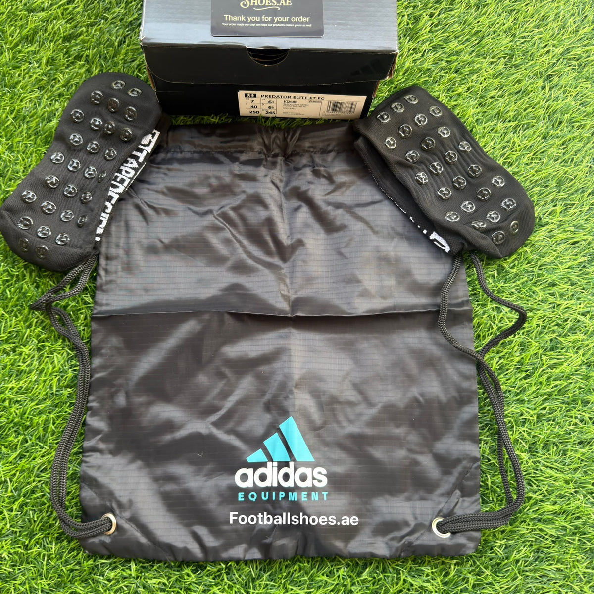 Sizes 39–45 — Adidas Predator Elite Black & Blue FG Studs