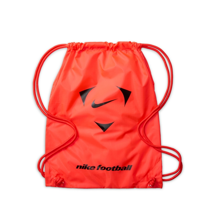 Orange Nike drawstring football boot bag