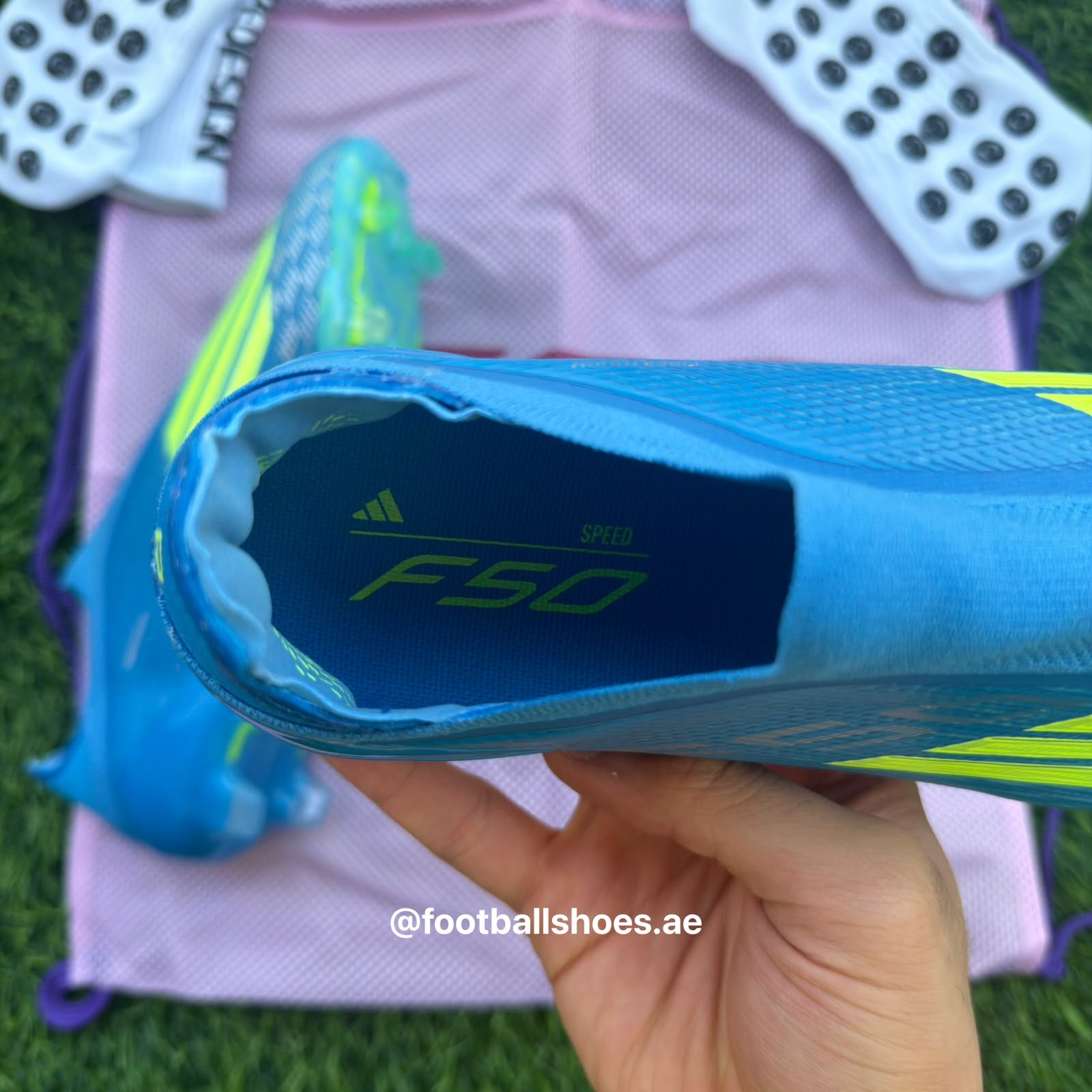 size 41 to 45 F50 ELITE Laceless Firm Ground lamine yamal blue