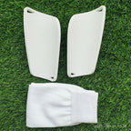 Shin Pad with pre Cut Socks White