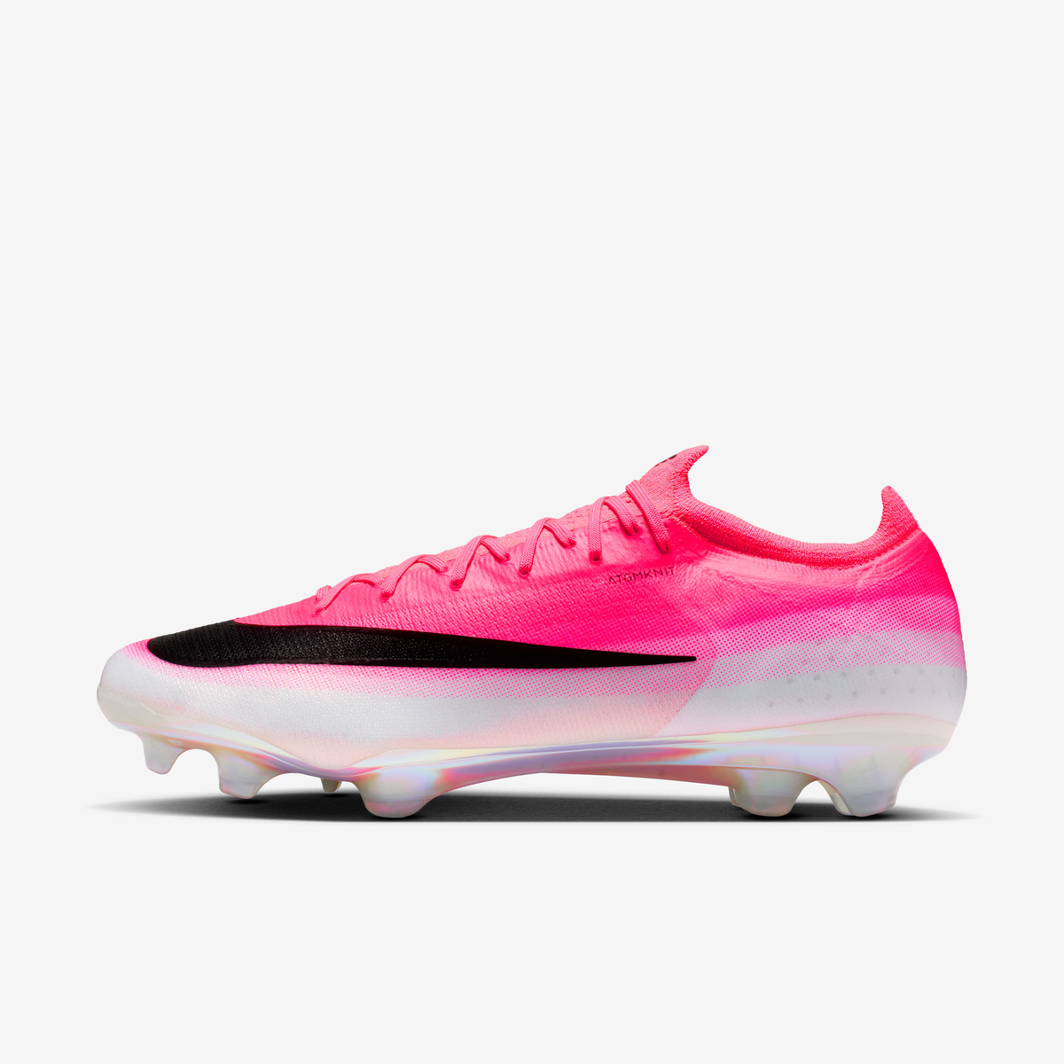 Pink and white Vapor 17 FG football boots - side view